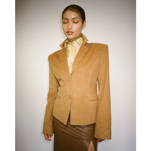 Alyson Eastman Muse Corduroy Blazer, Women's Size S - Tan